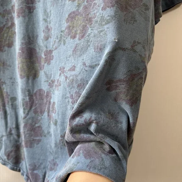 Vintage y2k Abercrombie & Fitch Garmen Dyed Floral Print T-shirt Top Sz L - Picture 5 of 14